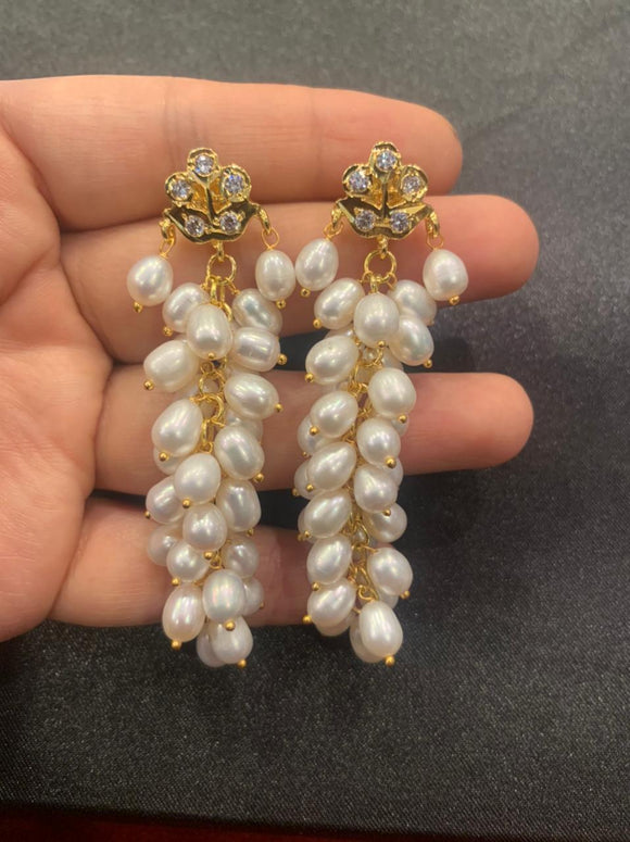 Titania Pearl Crystal Fringe Earrings | Gold – Sterling King
